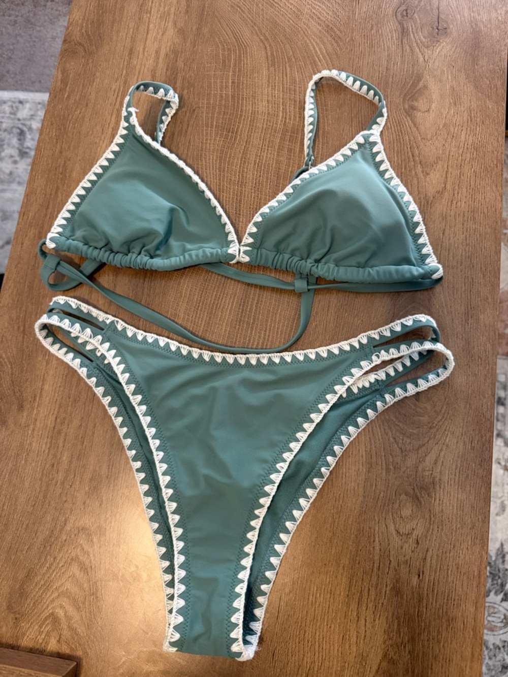 Hollister Seafoam Green Crochet-Trim Triangle Bikini